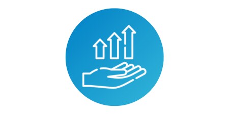 Icon showing hand and arrows
